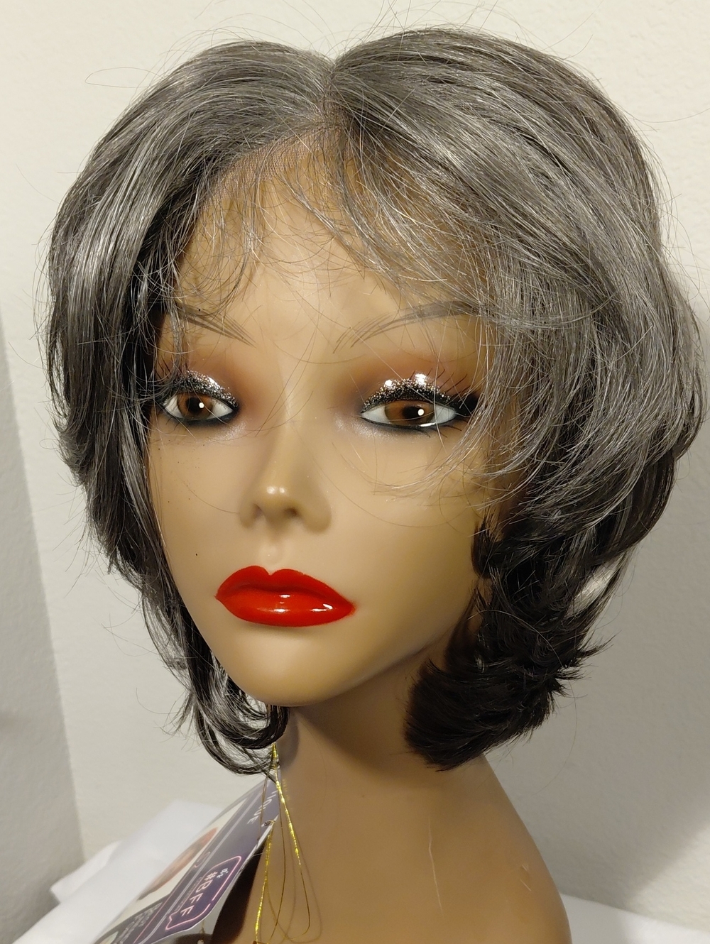 Gray Short Layered Lace Wig